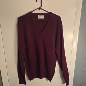 Christian Dior Burgundy V-Neck Sweater